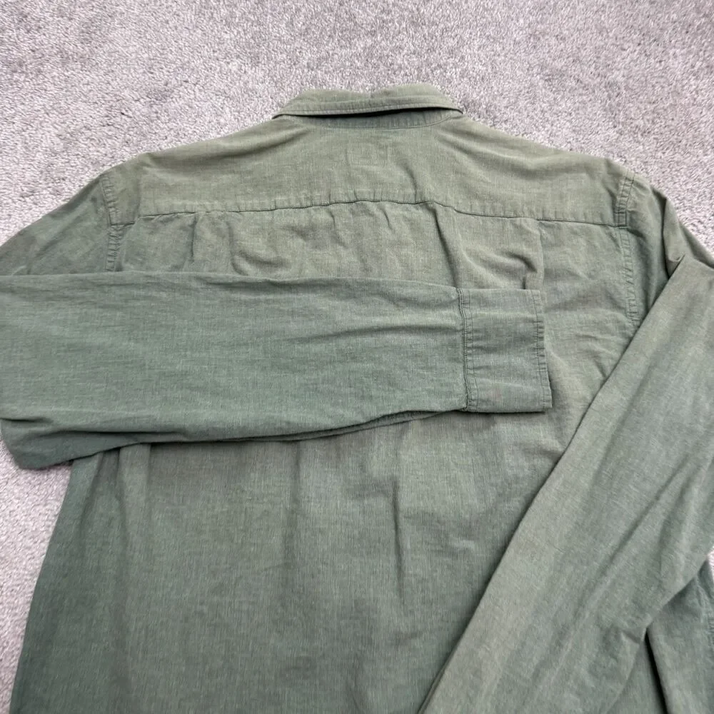 J.Crew Slim Fit Long Sleeve Button Down Shirt Large Olive Green Washed Cotton